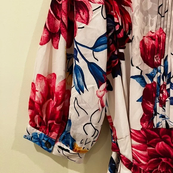 Wayward Fancies Bracelet Sleeve Floral Print Crepe Dress M - Picture 2 of 8